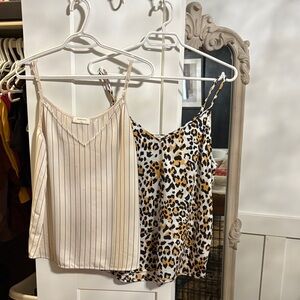 Babaton Cream Striped and Leopard Print Camisoles